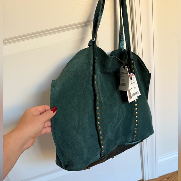 Emerald Green Suede Tote Bag - Picture 7 of 11